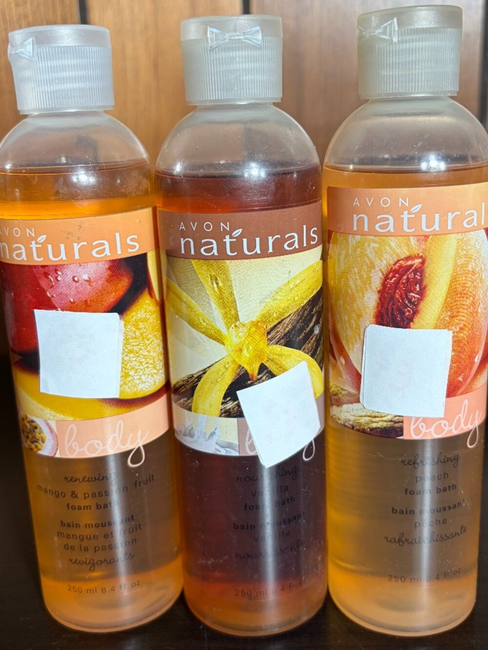 Vtg Discontinued 2000s Avon Foam Bath Gel Peach-Vanilla-Mango & Passion Fruit